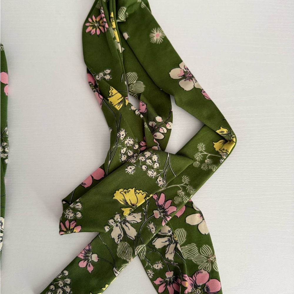Forever 21 Green Floral Pantsuit Wide leg Spring V Neck Boho Size S - Picture 13 of 14